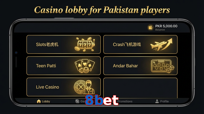 Lobby view of 8Bet for Pakistan users
